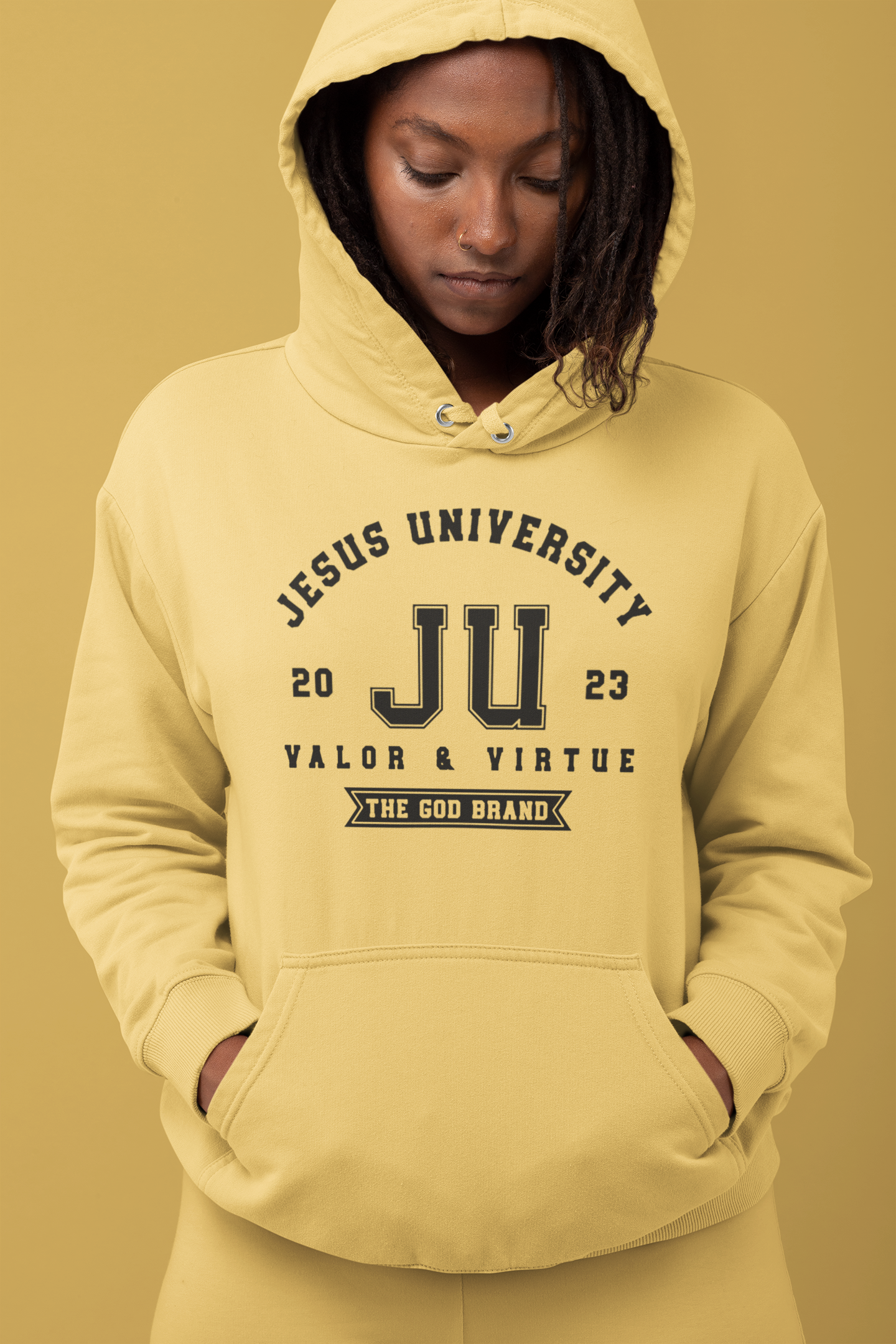 Jesus University JU The God Brand Black Logo Hoodie