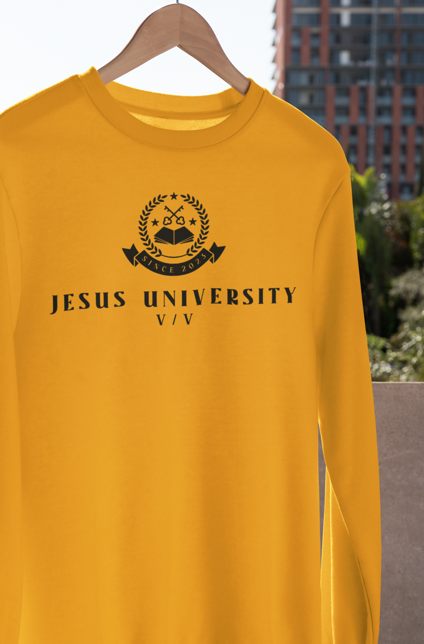 Jesus University JU VV Emblem Longsleeve Black Logo T-Shirt