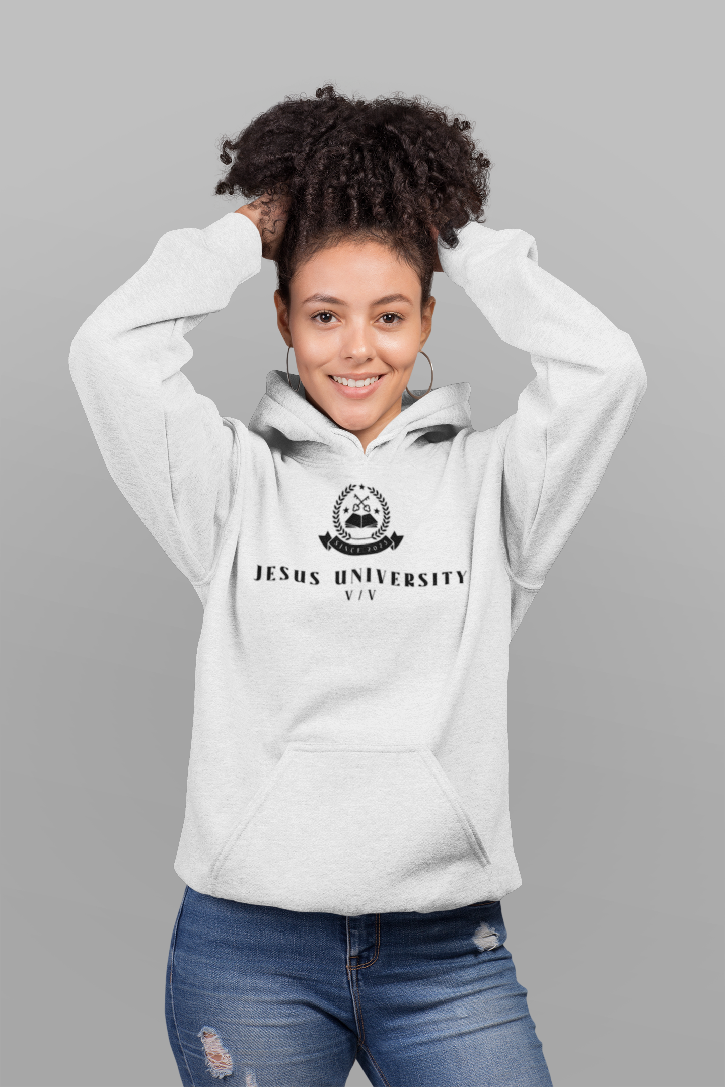 Jesus University JU VV Emblem Black Logo Hoodie