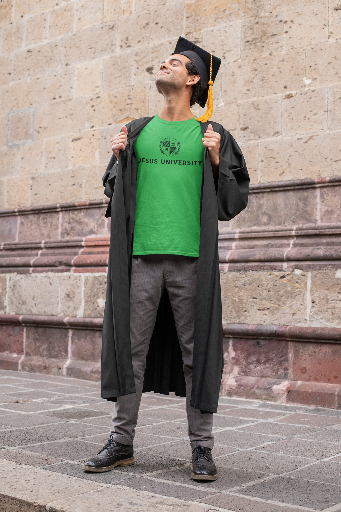 Jesus University JU Collegiate Emblem Black Logo T-Shirt